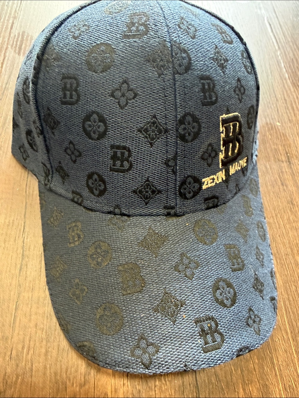 ZEXIN MAOYE Black Monogram Baseball Cap Adjustable Unisex Embroidered Hat